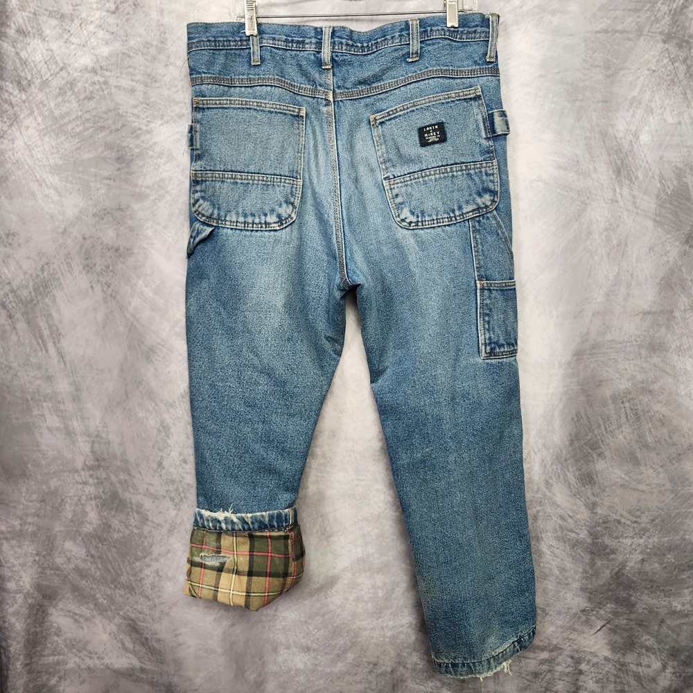 Lakin McKey Flannel Lined Carpenter Jeans Mens 36x30 Denim Heavy Work Pants